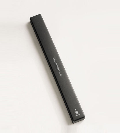 Black electronic device with branding on a white background
