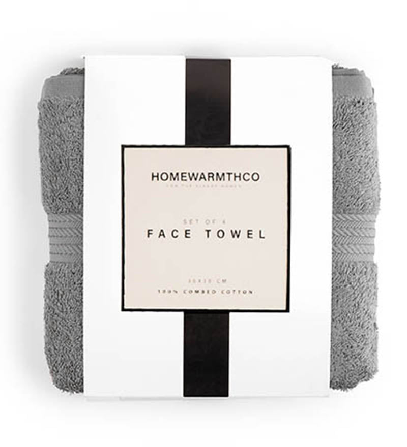 GREY PLUSH- Face Towel ( Set of 4 )