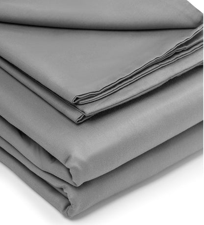 Stack of gray fabric sheets on a white background