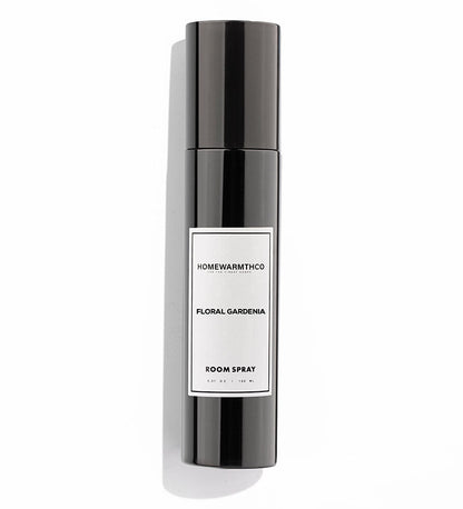 Room spray bottle with 'Homewarmthco' label on a white background
