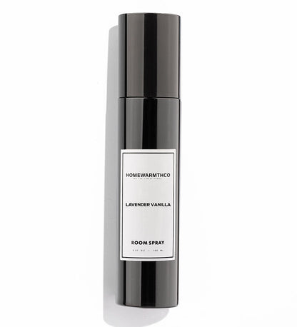 Room spray bottle with 'Homewarmthco' label on a white background