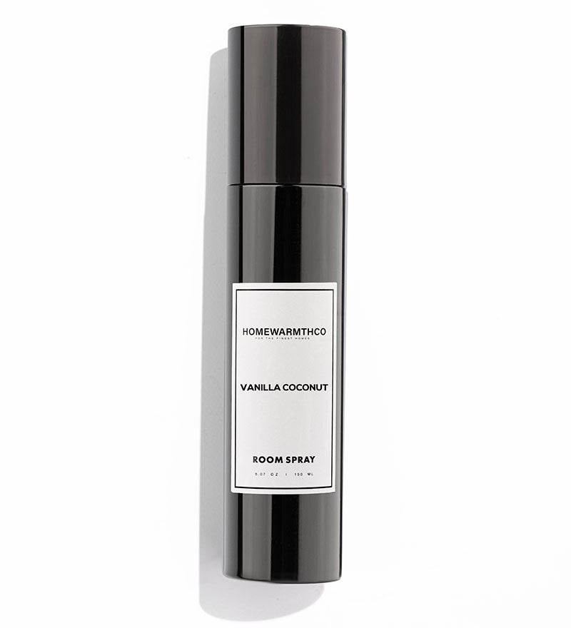 VANILLACOCONUT Room spray bottle with 'Homewarmthco' label on a white background