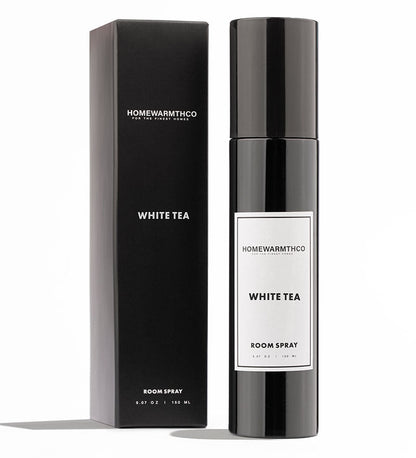 Homewarmthco White Tea room spray with packaging on a white background